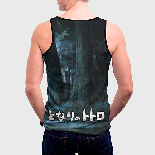 Мужская майка без рукавов Totoro in rain forest / 3D-Черный – фото 4