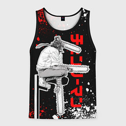 Майка-безрукавка мужская Человек бензопила - Манга, цвет: 3D-черный
