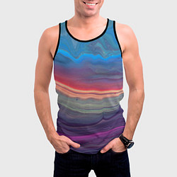 Майка-безрукавка мужская Цветной переливающийся абстрактный песок, цвет: 3D-черный — фото 2