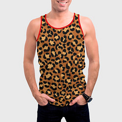 Майка-безрукавка мужская Леопардовый цвет, цвет: 3D-красный — фото 2