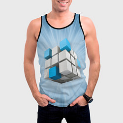 Майка-безрукавка мужская Трёхцветный кубик Рубика, цвет: 3D-черный — фото 2