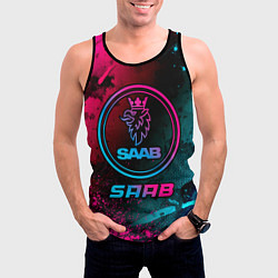 Майка-безрукавка мужская Saab - neon gradient, цвет: 3D-черный — фото 2