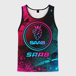 Майка-безрукавка мужская Saab - neon gradient, цвет: 3D-черный