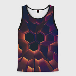 Майка-безрукавка мужская Абстрактные металл и лучи, цвет: 3D-черный