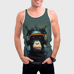 Майка-безрукавка мужская Кибер-обезьяна, цвет: 3D-белый — фото 2