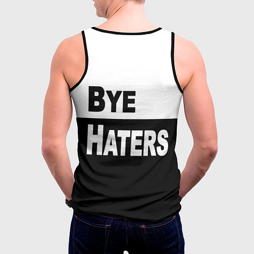 Мужская майка без рукавов Hi haters - Bye haters / 3D-Черный – фото 4