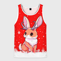 Майка-безрукавка мужская Кролик олень - кролик с рожками, цвет: 3D-белый
