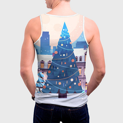Мужская майка без рукавов Новогодняя елочка / 3D-Белый – фото 4