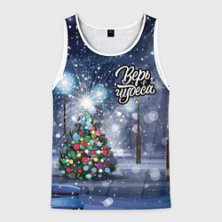 Майка-безрукавка мужская Новогодняя ёлочка, цвет: 3D-белый