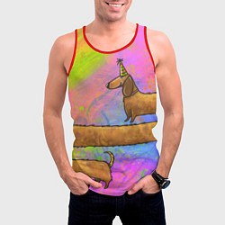 Майка-безрукавка мужская Очень-очень длинная такса, цвет: 3D-красный — фото 2