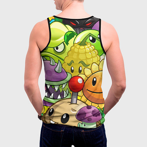 Мужская майка без рукавов Растения против зомби / 3D-Черный – фото 4