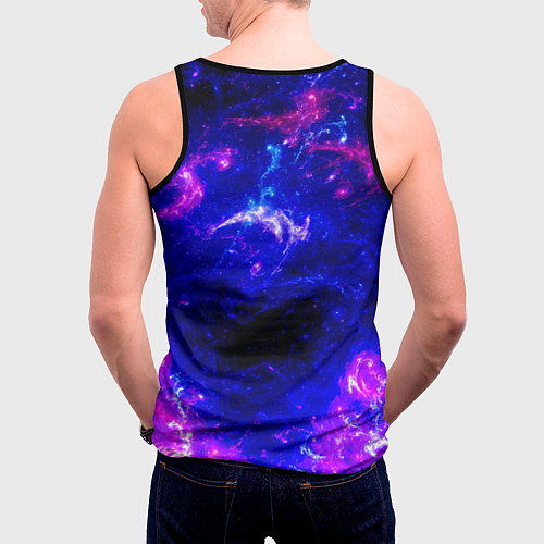 Мужская майка без рукавов Неоновый космос со звездами / 3D-Черный – фото 4