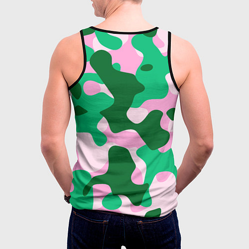 Мужская майка без рукавов Абстрактные зелёно-розовые пятна / 3D-Черный – фото 4