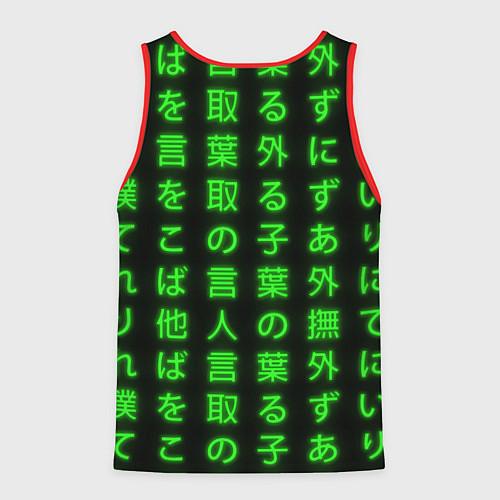 Мужская майка без рукавов Неоновые иероглифы - Rebecca / 3D-Красный – фото 2