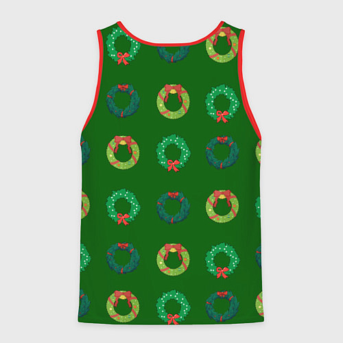 Мужская майка без рукавов Зеленые рождественские венки омелы / 3D-Красный – фото 2
