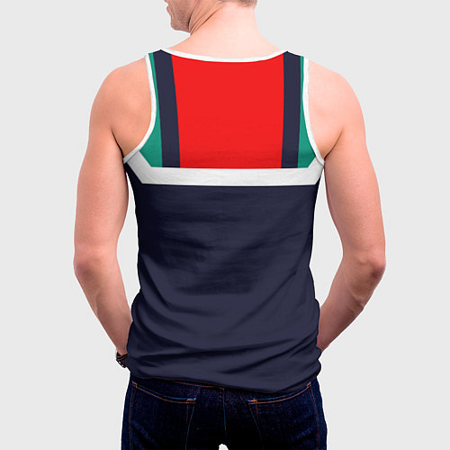 Мужская майка без рукавов FIRM синий с зелеными плечами / 3D-Белый – фото 4