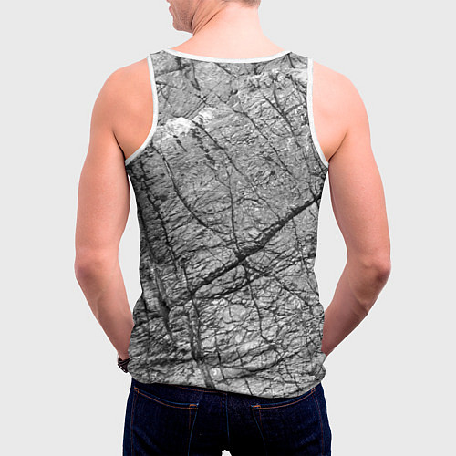Мужская майка без рукавов Расколотый скейтборд - иллюзия черепа / 3D-Белый – фото 4
