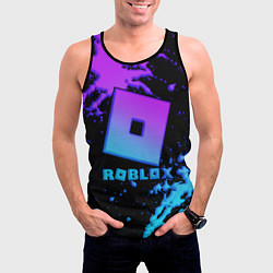 Майка-безрукавка мужская Roblox logo neon gradient, цвет: 3D-черный — фото 2