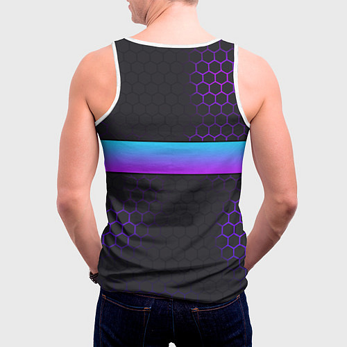Мужская майка без рукавов Стёпа всегда прав - неоновые соты / 3D-Белый – фото 4