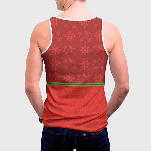 Мужская майка без рукавов Новогодний зайка в очках / 3D-Белый – фото 4