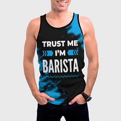 Майка-безрукавка мужская Trust me Im barista dark, цвет: 3D-черный — фото 2