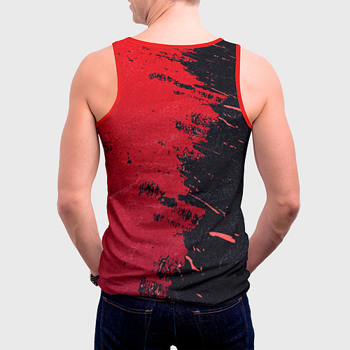 Мужская майка без рукавов Черное и красное / 3D-Красный – фото 4