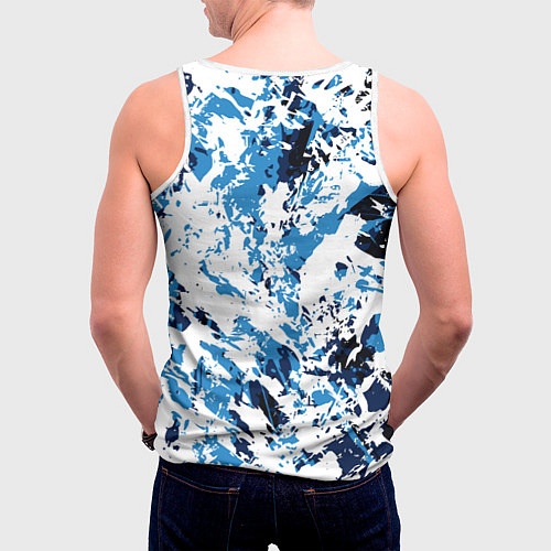 Мужская майка без рукавов Взрыв гжели / 3D-Белый – фото 4