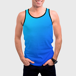 Майка-безрукавка мужская Голубо-бирюзовый градиент, цвет: 3D-черный — фото 2