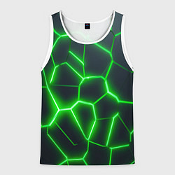 Майка-безрукавка мужская Зелёные неоновые плиты, цвет: 3D-белый