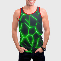 Майка-безрукавка мужская Зелёные неоновые плиты, цвет: 3D-красный — фото 2