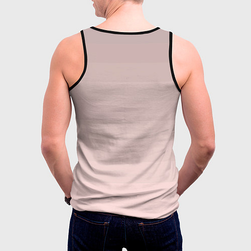 Мужская майка без рукавов Монохромный полосатый розовато-бежевый / 3D-Черный – фото 4