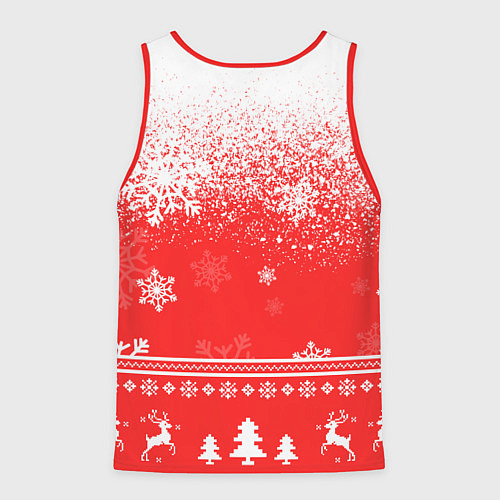 Мужская майка без рукавов Новогодний милый котик / 3D-Красный – фото 2