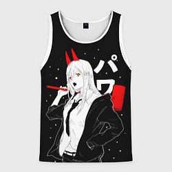 Майка-безрукавка мужская Пауэр на черном фоне, цвет: 3D-белый