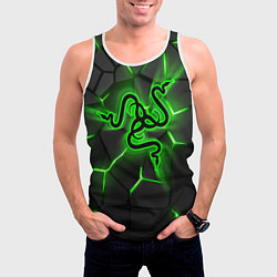 Майка-безрукавка мужская Razer neon logo, цвет: 3D-белый — фото 2