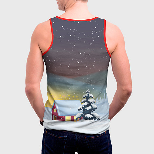 Мужская майка без рукавов Зайка на воздушных шарах / 3D-Красный – фото 4