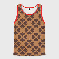 Майка-безрукавка мужская Четырехлистный клевер бежевый, цвет: 3D-красный