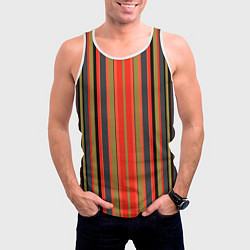 Майка-безрукавка мужская Вертикальные полосы в оранжево-коричневых тонах, цвет: 3D-белый — фото 2