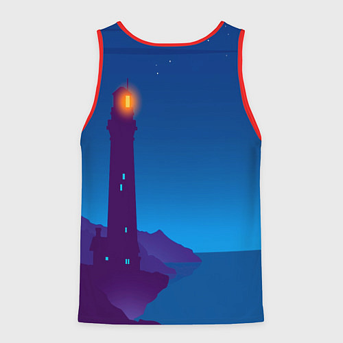 Мужская майка без рукавов Маяк в ночи / 3D-Красный – фото 2