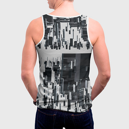 Мужская майка без рукавов Геометрическое множество объёмных чёрно-белых фигу / 3D-Белый – фото 4