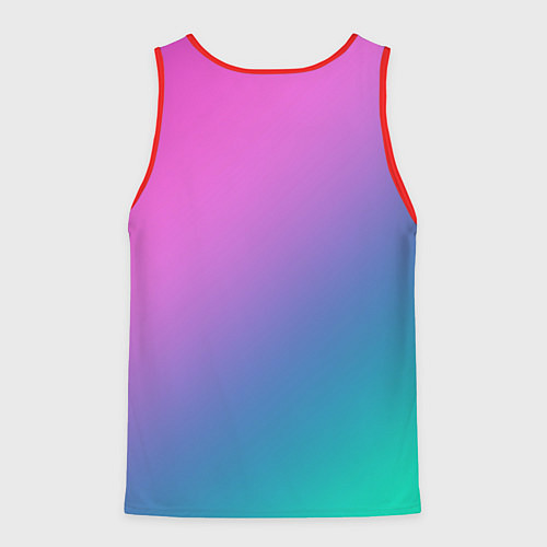 Мужская майка без рукавов Розовый с бирюзовым и синим градиент / 3D-Красный – фото 2