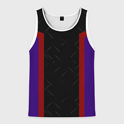 Майка-безрукавка мужская Синие и красные полосы на чёрном, цвет: 3D-белый