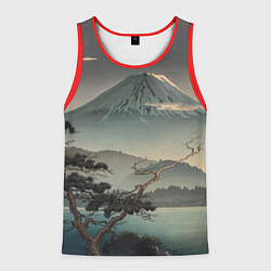 Майка-безрукавка мужская Великий вулкан Фудзияма, цвет: 3D-красный