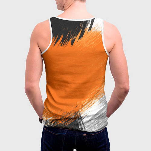 Мужская майка без рукавов Желто-черный узор Мазки краски / 3D-Белый – фото 4