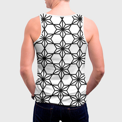 Мужская майка без рукавов Чёрно-белый абстрактный паттерн из звёзд / 3D-Белый – фото 4