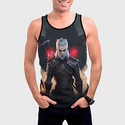 Майка-безрукавка мужская The Witcher and wolf, цвет: 3D-черный — фото 2