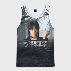 Мужская майка без рукавов Уэнсдэй туманный лес