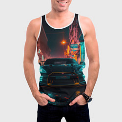 Майка-безрукавка мужская GTR в ночном городе, цвет: 3D-белый — фото 2