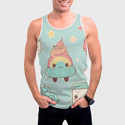Майка-безрукавка мужская Милые изображения с лицами, цвет: 3D-белый — фото 2