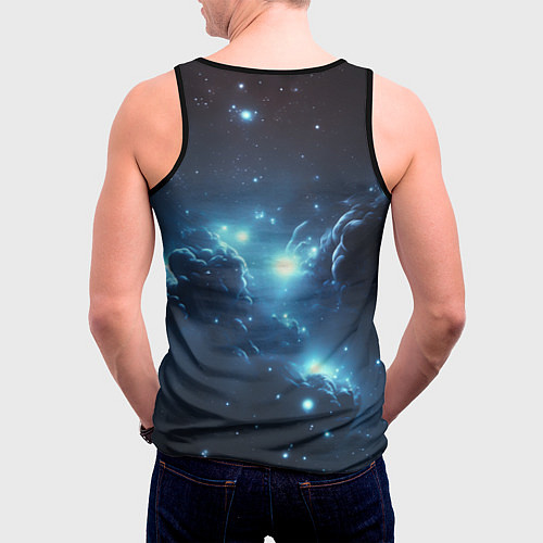 Мужская майка без рукавов Мемный кот в космосе / 3D-Черный – фото 4