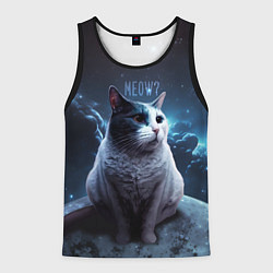 Мужская майка без рукавов Мемный кот в космосе